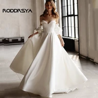 boho luxury sexy wedding dress 2022 sweetheart sweep train beading backless puff sleeve off shoulder bride gown vestido de novia