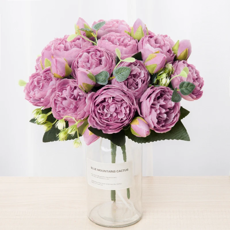 30см искусственный белый пион красная роза подарок на свадьбу высокое качество шелковый фейковый букет декор для дома.