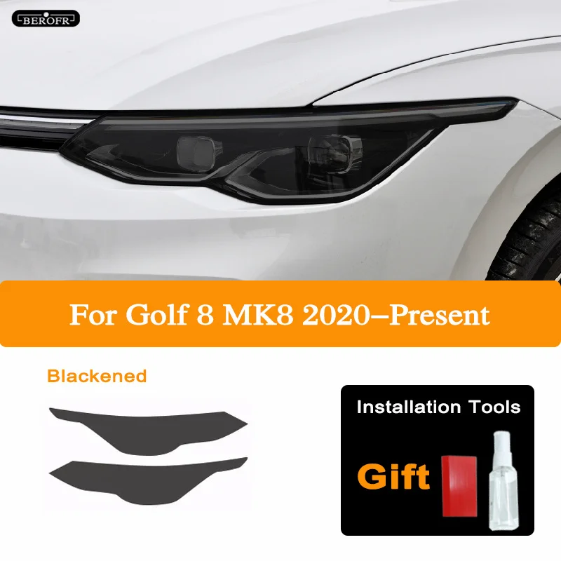 

Защитная тонировочная пленка для фар автомобиля, дымчатая черная прозрачная наклейка из ТПУ для Volkswagen VW Golf 8 MK8 R Line GTI 2020 2021