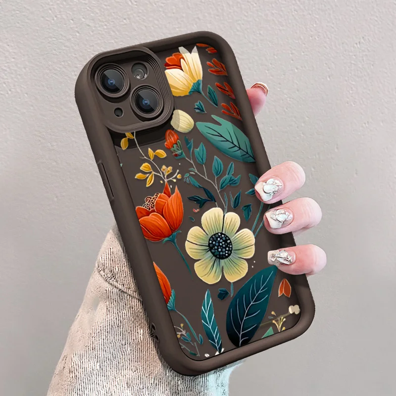 Чехол для телефона с цветами iPhone 13 чехол 15 Pro Max 11 12 16 14 XS XR X 8 7 Plus SE 2020 14Pro Soft Cover Funda