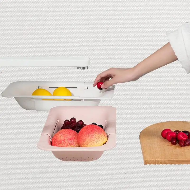 

Retractable Plastic Sink Drain Hanger with Drain Basket - The Ultimate Solution for Organized and Efficient KitchenIntroducing