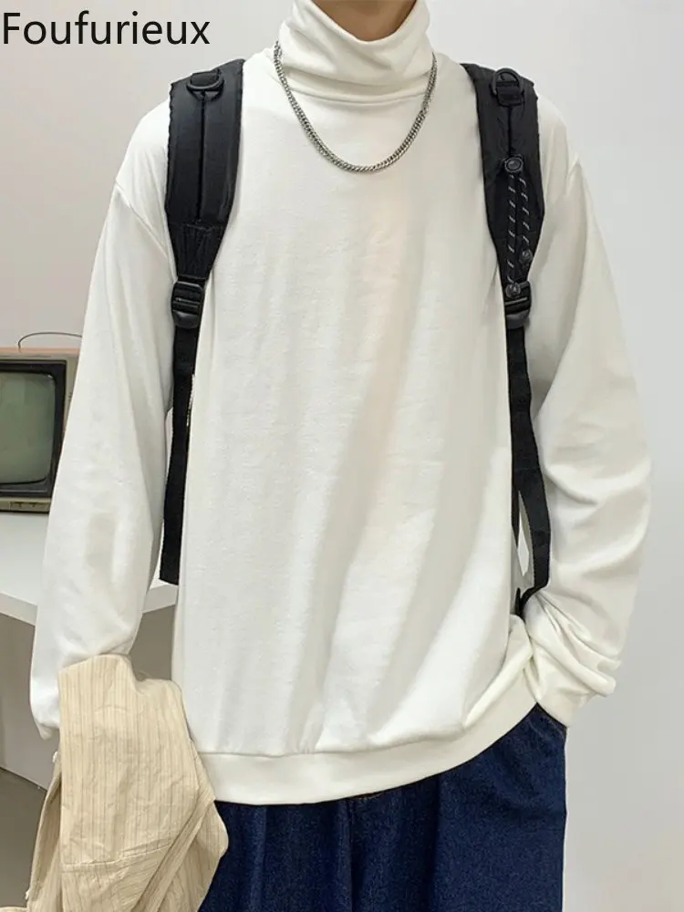 

Мужская футболка с длинным рукавом и высоким воротником, в японском стиле