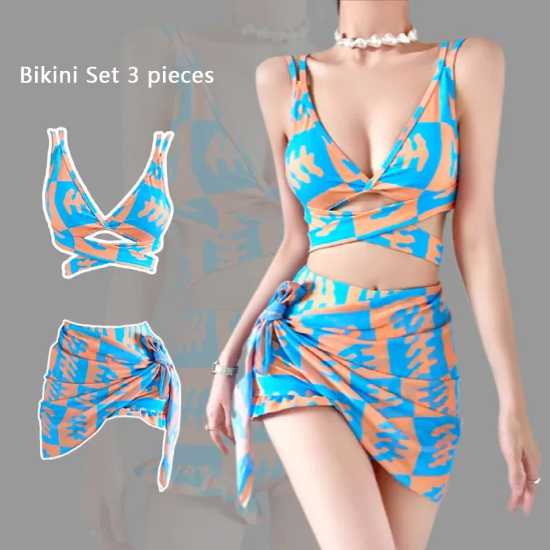 

Соблазнительный купальник-бикини, женский купальник, комплект бикини, купальник для женщин, женский купальный костюм, юбка, весенний Компле...