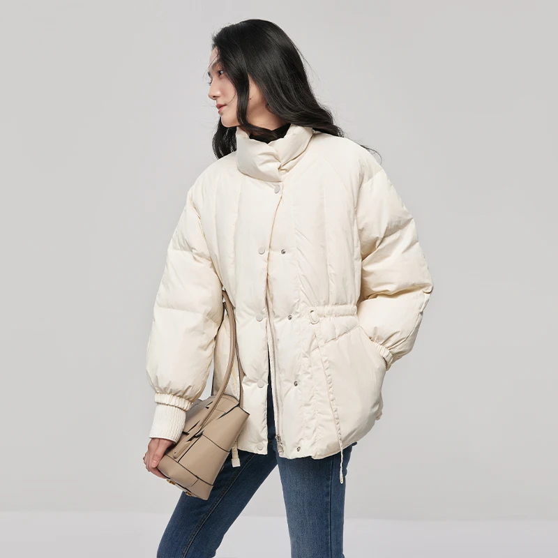 New Jackets for Women  90%  White Duck Down  High Street  Abrigos De Mujer  Slim  Adjustable Waist  Coats White Black