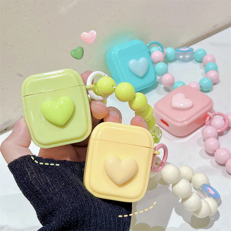 

Simple Stereo Candy Color Love Case for Apple AirPods 1 2 3 Pro Cases Cover IPhone Bluetooth Earbuds Earphone Air Pod Pods Case