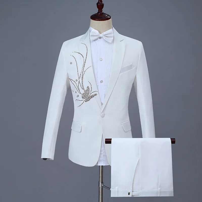 

2 Pcs Suits Set Blazers Jacket Trousers / 2022 Fashion New Men's Casual Boutique Business Wedding Host Slim Dress Coat Pants