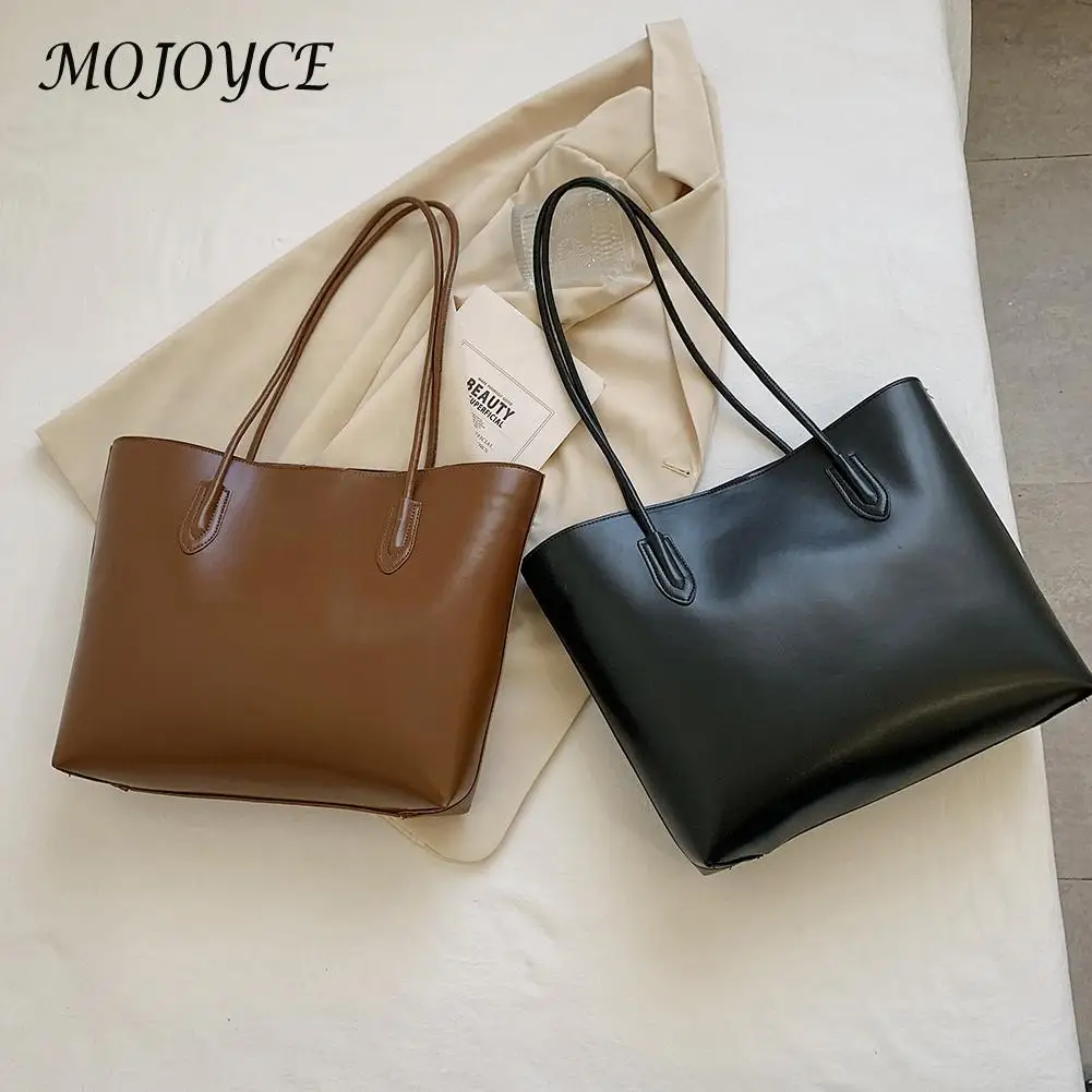 

Модные женские сумки на плечо с маленьким мешочком из искусственной кожи однотонные повседневные дамские сумки Большой Вместимости Сумка ...