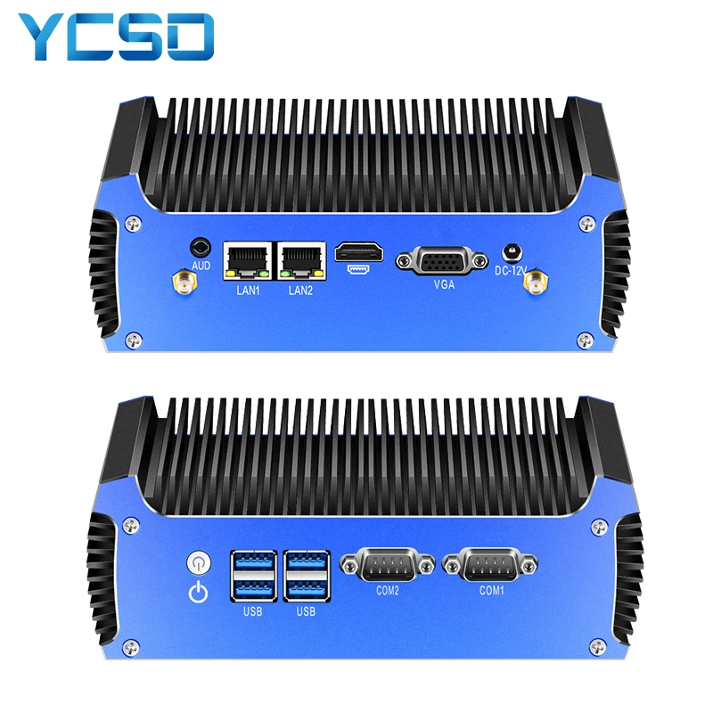 YCSD  Industrial  Mini PC Intel Core i7-5500U 2x RS-232 Serial Ports Dual Gigabit Ethernet Wi-Fi Fanless Computers Windows Linux