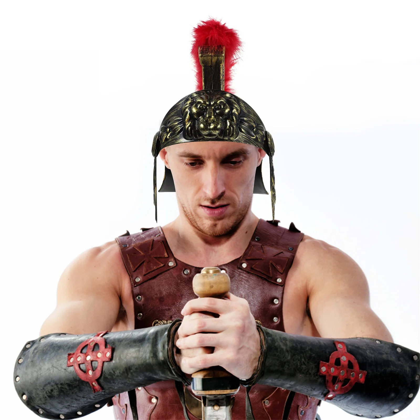 

Creative Plume Roman Soldier Decor Cosplay Party Eye-catching Hat Prop Samurai