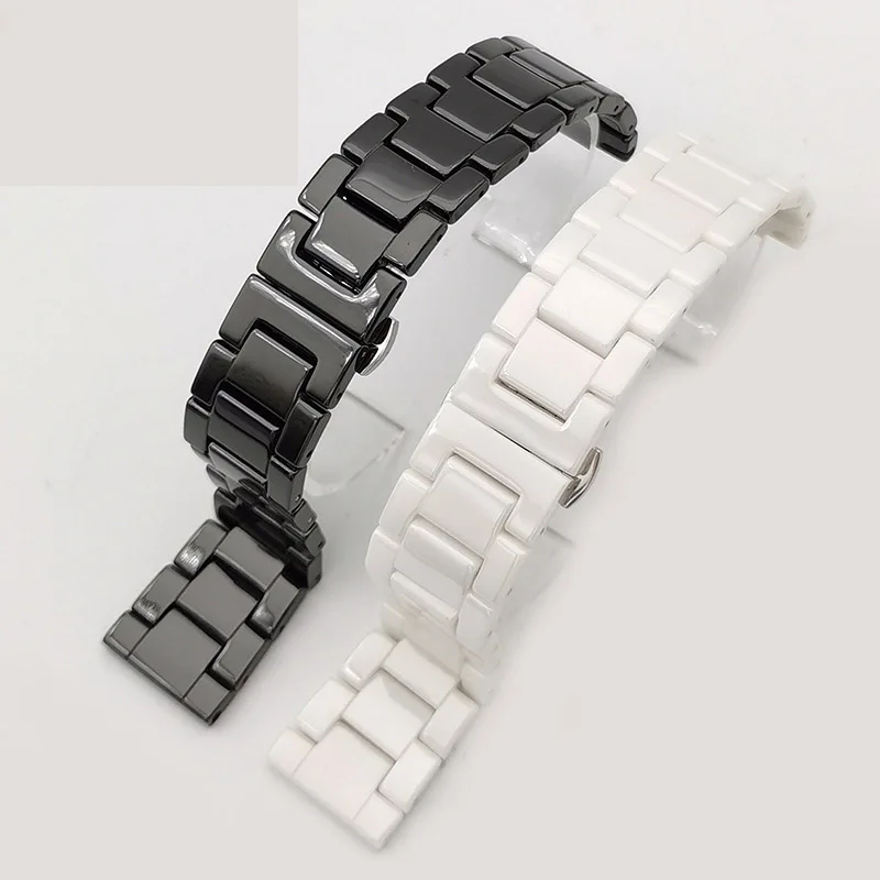 Ceramic Watchband 14 16 18 20mm 22mm Black White Replacement Watch Strap for Tissot Citizen Seiko Samsung Watch Bracelet