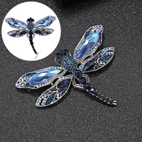 realistic exquisite lapel pin gift blue rhinestone dragonfly brooch backpack accessories