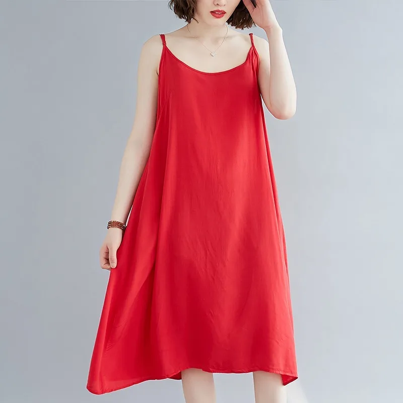 Женское Повседневное платье на бретельках свободное разноцветное средней длины