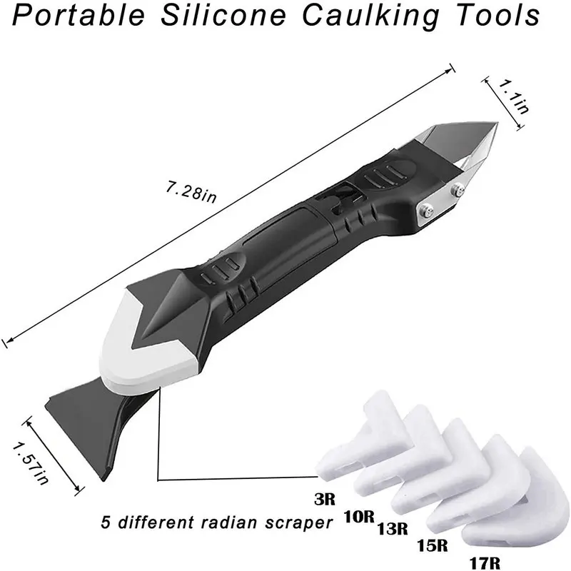 

3 in 1 Silicone Caulk Tool Glass Glue Angle Scraper Caulking Finishing Tool Grout Scraper Silicone Sealant Scraper Remover Tool