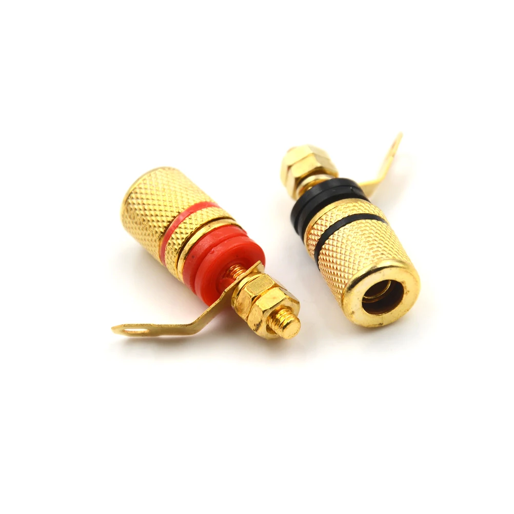 

4pcs Red&Black Banana Socket Professional Binding Post Nut Banana Plug Jack Connector Nickel Plated For 4mm Banana Plug