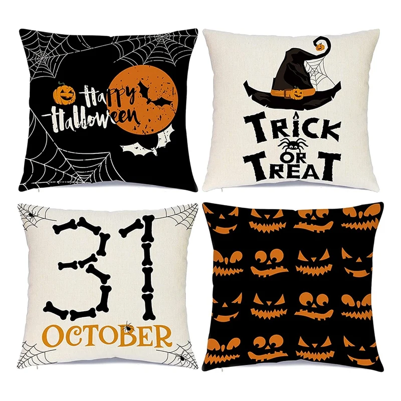 

Украшения на Хэллоуин, наволочки 18x18, набор из 4 предметов, чехол для подушки, дивана, кровати, уличный Декор