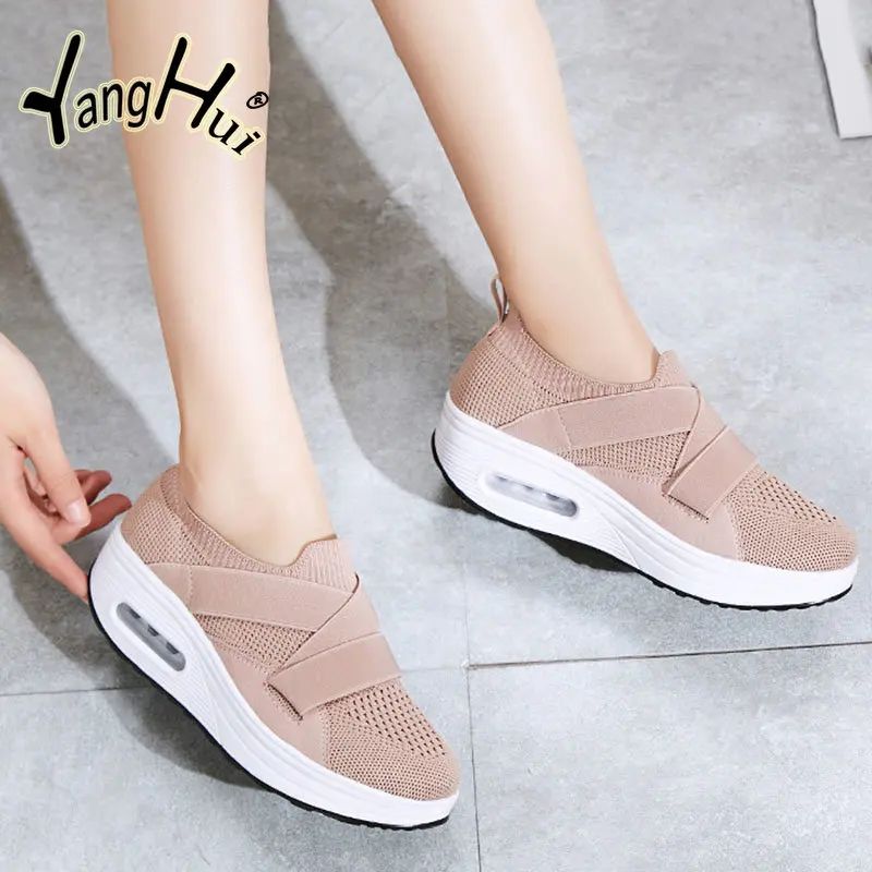 

Tennis Sports Platform Shoes Women 2023 New Fashion Breathable Comfortable Running Fitness Sneakers Elastic Force Spring Summer