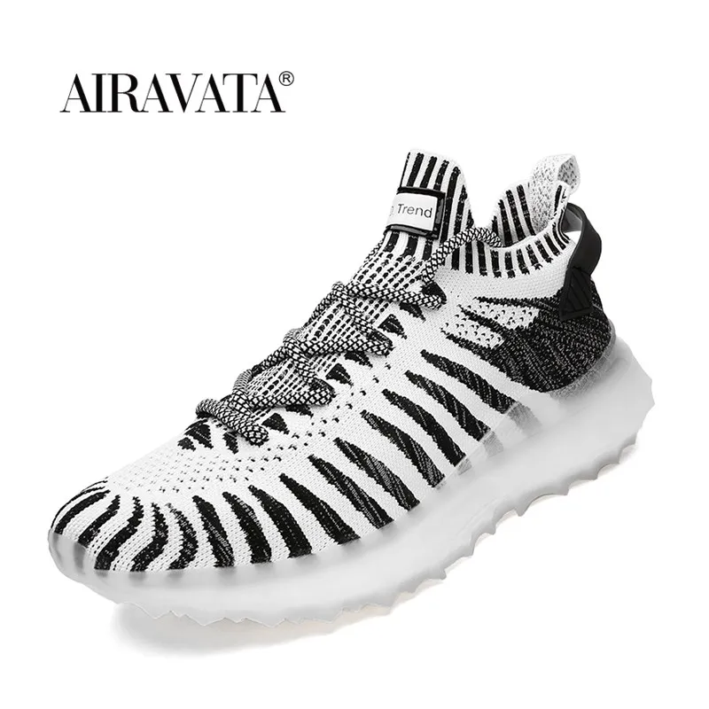 New Fashion Mens Stripe Sneakers High Quality Breathable Men Reflective Running Shoes