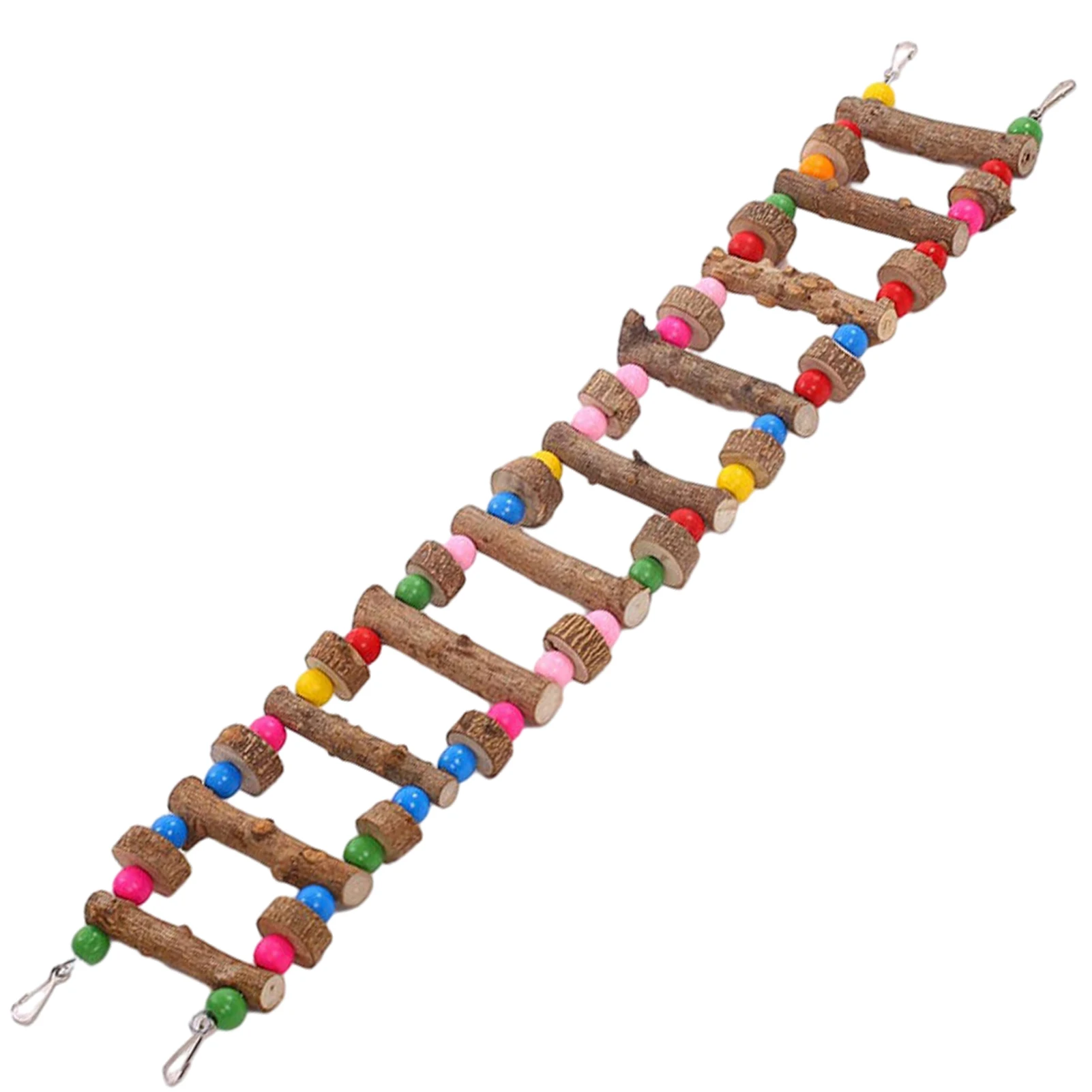 

10 Steps Wooden Climbing Bird Supplies Flexible Cockatiel Sturdy Chewing Toy Hooks Parrot Ladder Swing Bridge Safe Hamster