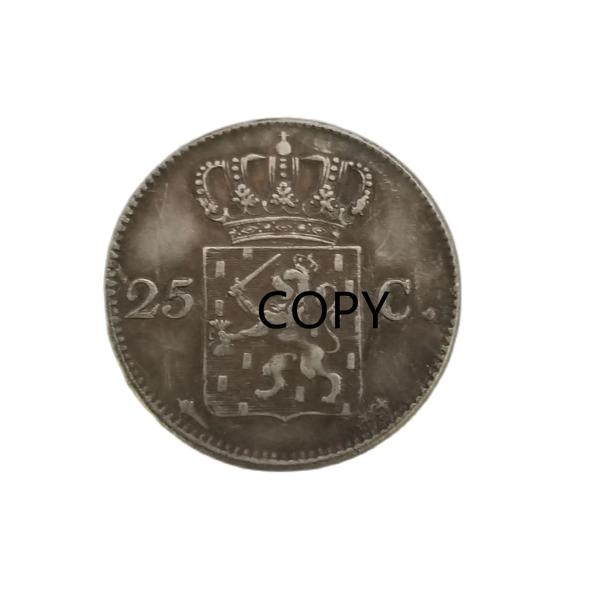 

Netherlands 25 Cents - Willem I 1822 Brass with Silver Plated Copy Coins Replica Decorative Crafts Accept Customized Items