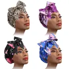Модная африканская шапка с принтом, мягкий атласный головной платок, Женский тюрбан, головной убор, головной убор для женщин, головной убор, хиджабы, шапки
