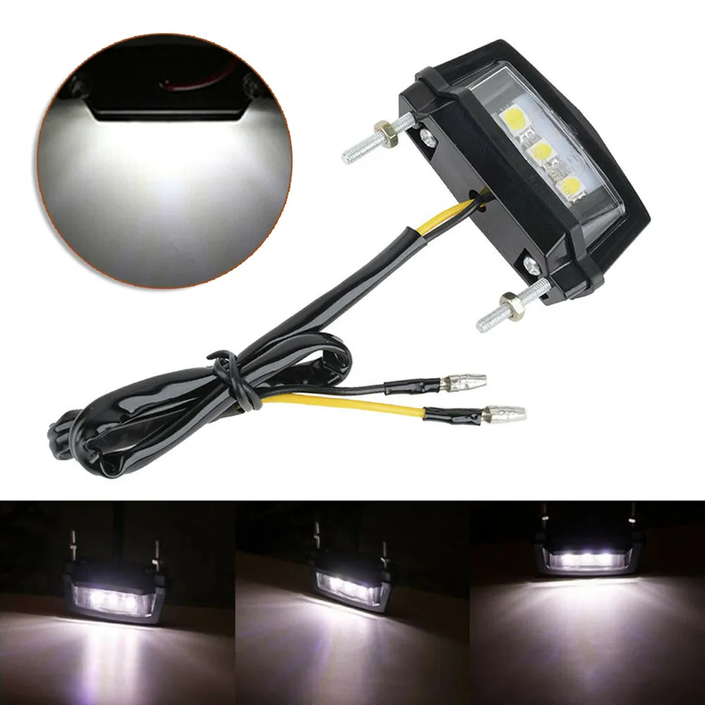 

1pc Universal Motorcycle License Plate Light LED Number Plate Light Multi Use 12v Black Plastic License Plate Light