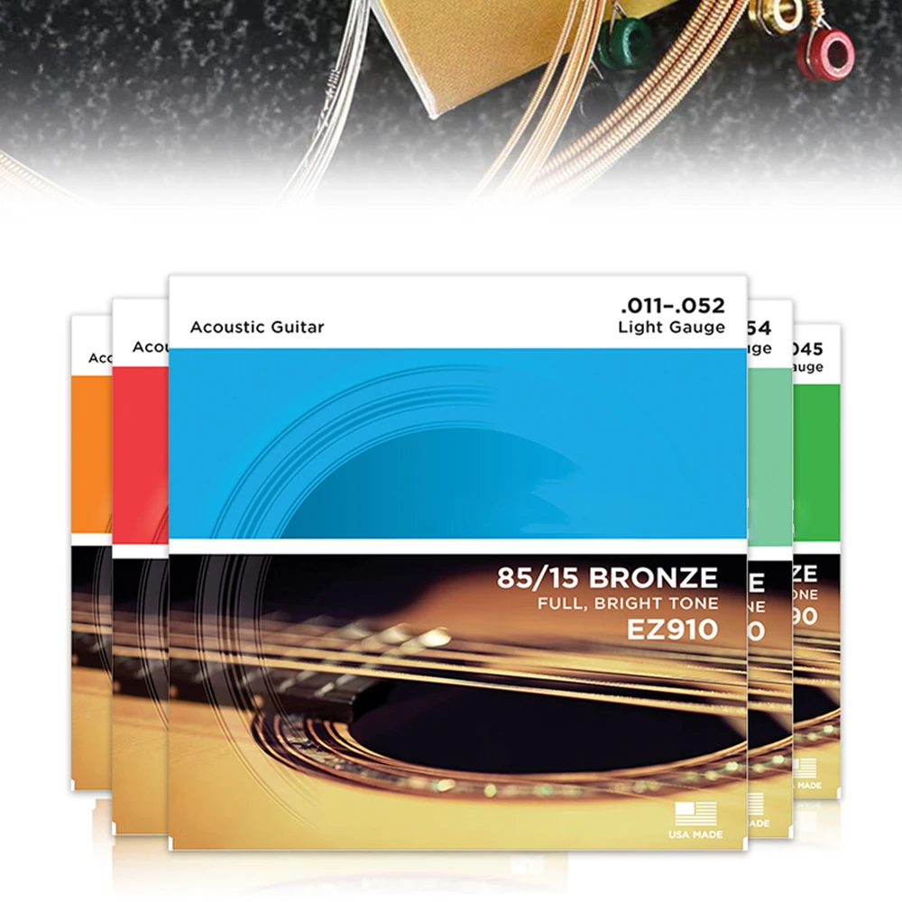 

1PC One Set Of 6 Strings Acoustic Guitar Strings EZ890 - EZ930 85/15 Bronze Material Plucked Musical Instrument Accessories