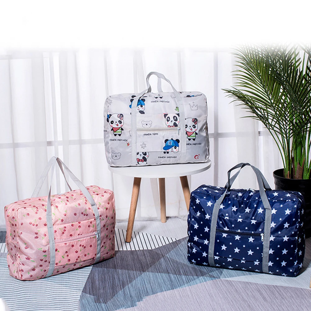 

Women Luggage Handbag Large Capacity Duffel Storage Bag Waterproof Zipper Closure with Trolley Sleeve Ladies Vacation Simple Bag