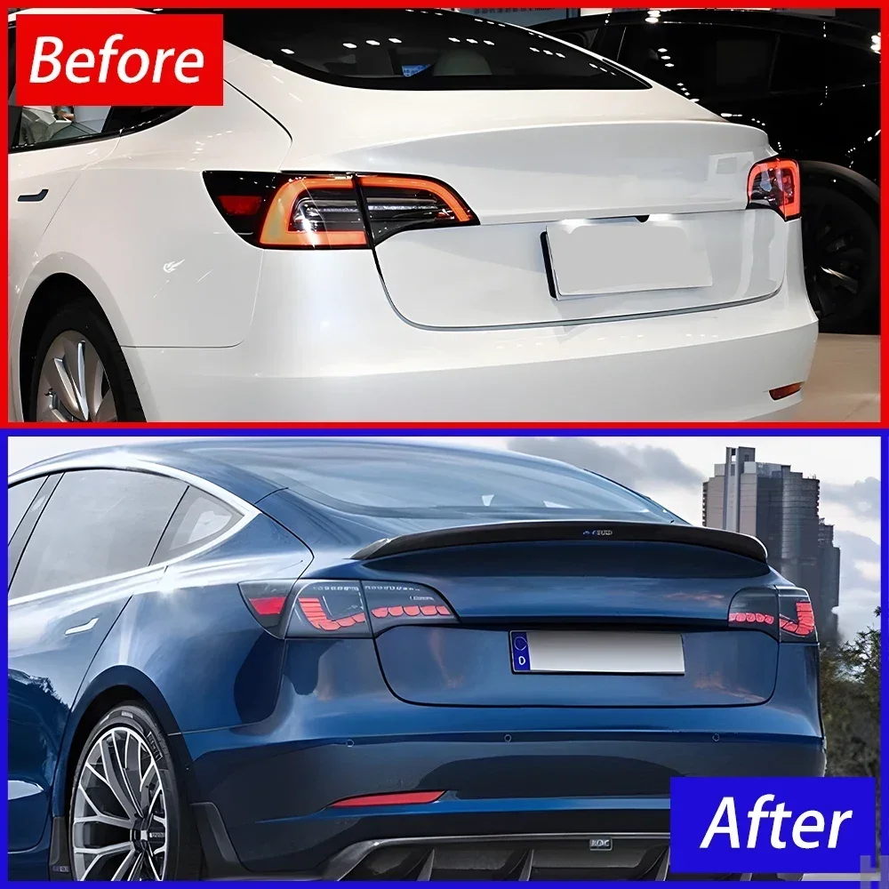 Фото Модернизированные автомобильные задние фонари в сборе для Tesla Model 3 Model Y 2019-2023, светодиодные автоматические задние фонари, весы дракона, аксессуары для инструментов №4