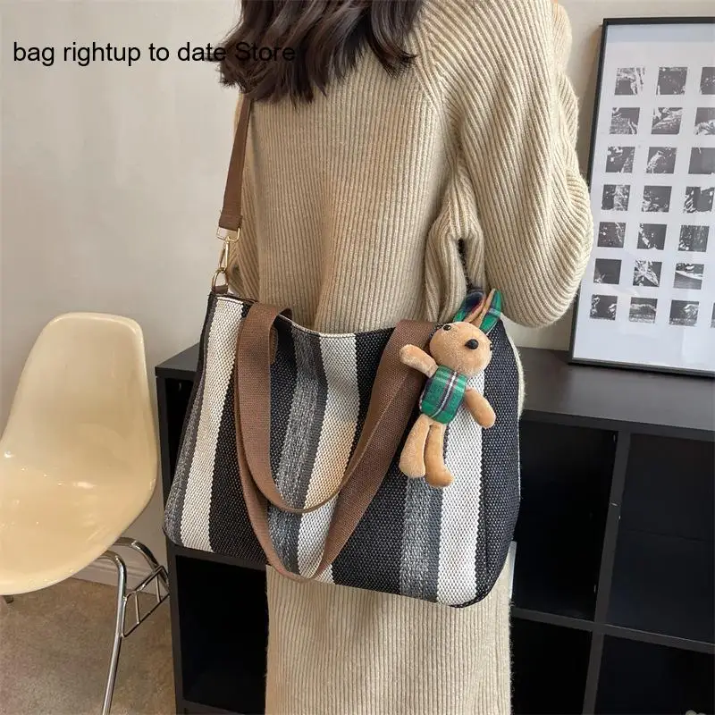 Полосатая Парусиновая Сумка-тоут через плечо