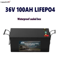 36v100ah lifepo4 battery pack lithium rechargeable battery with bms rv inverter solar backup waterproof