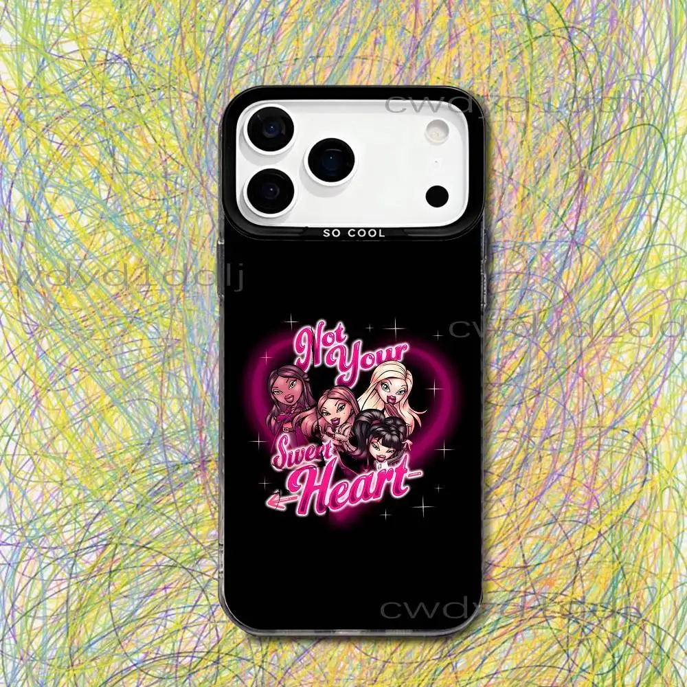 Фото Модный чехол B-Bratz Doll для iPhone 17, 16, 15, 14, 13, 12, X, 8, Pro, Max, Plus, SE4, Air, Mini, черный, матовый, IMD №4