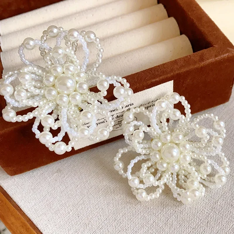 Серьги Draweye с жемчугом и цветами для женщин милые корейские модные ювелирные