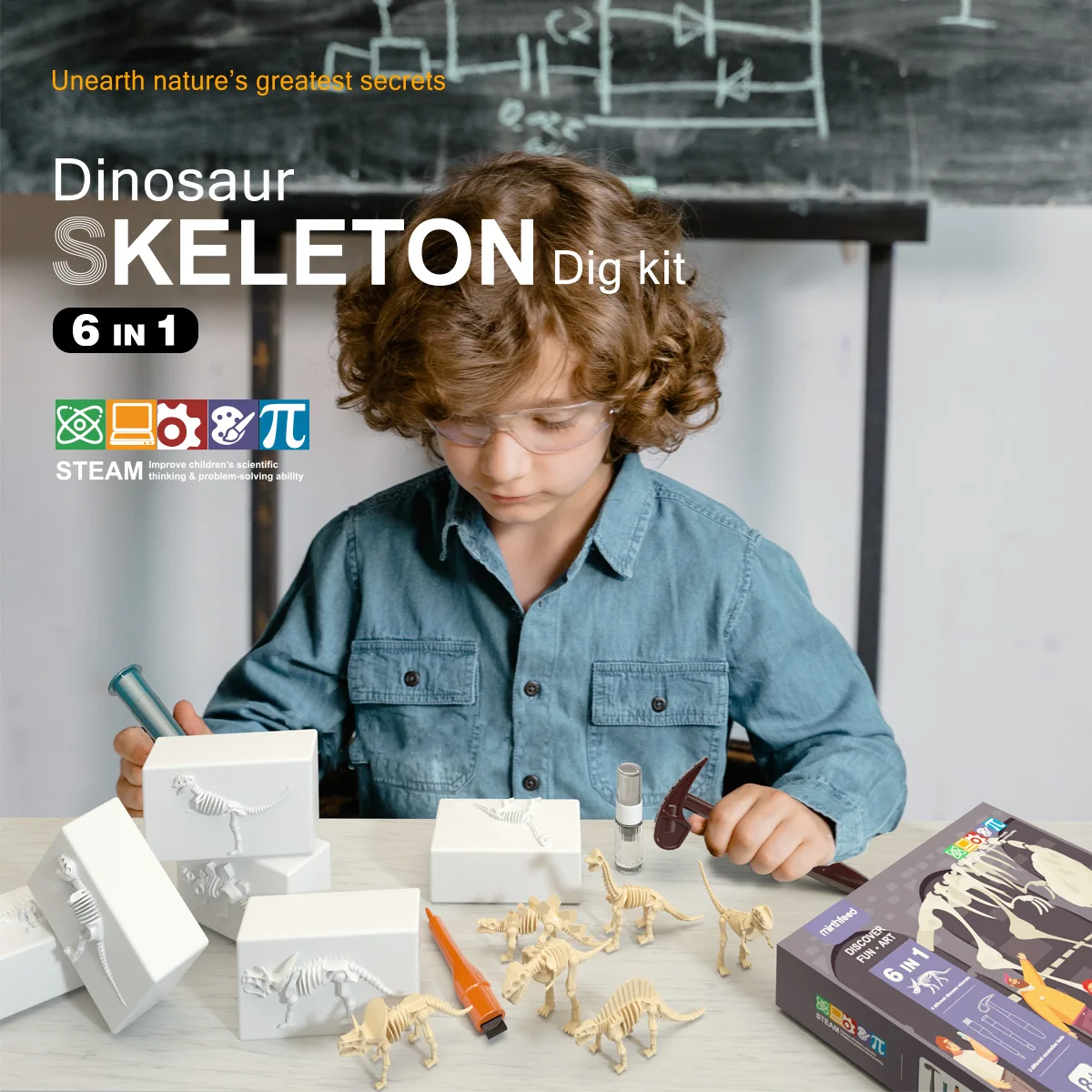 

Dinosaur Fossil Excavation Kits Education Archeology Exquisite Jurassic Toy Set Game Action Children Figure Skeleton Model Gift
