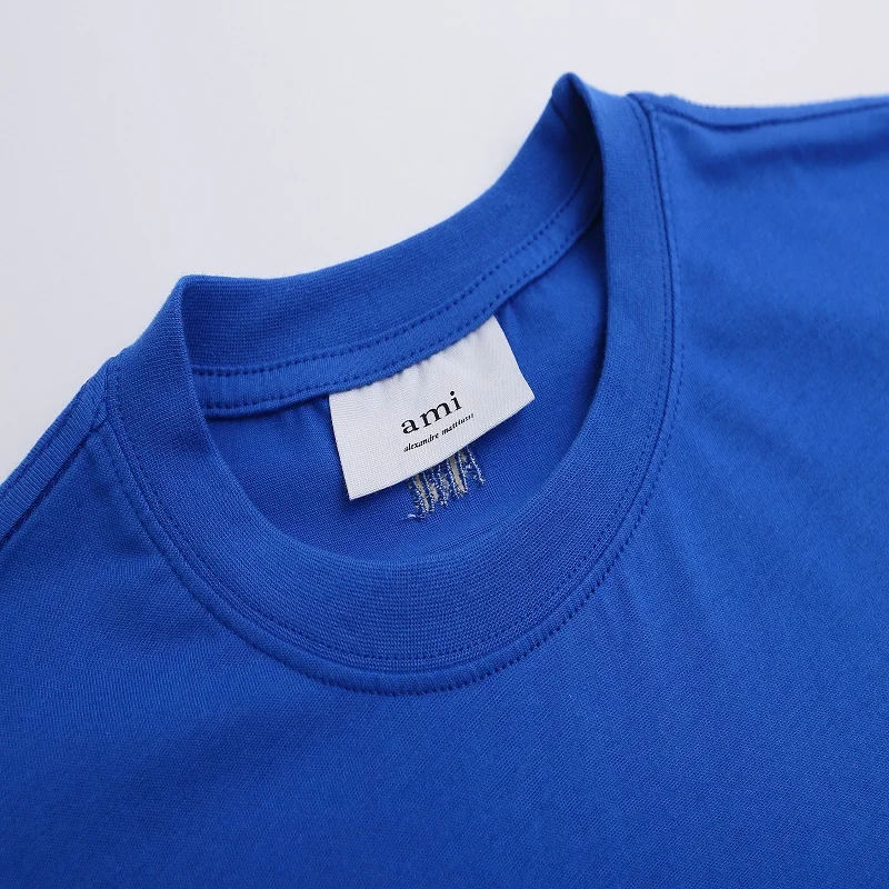 2022 Ami New Love Embroidered Macarons Fashion Street Loose All-Match Cotton Short-Sleeve Summer Men's T-shirt With Round Collar |
