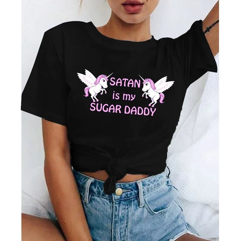 Футболка в стиле Харадзюку для папы женская рубашка эстетике сатаны моя