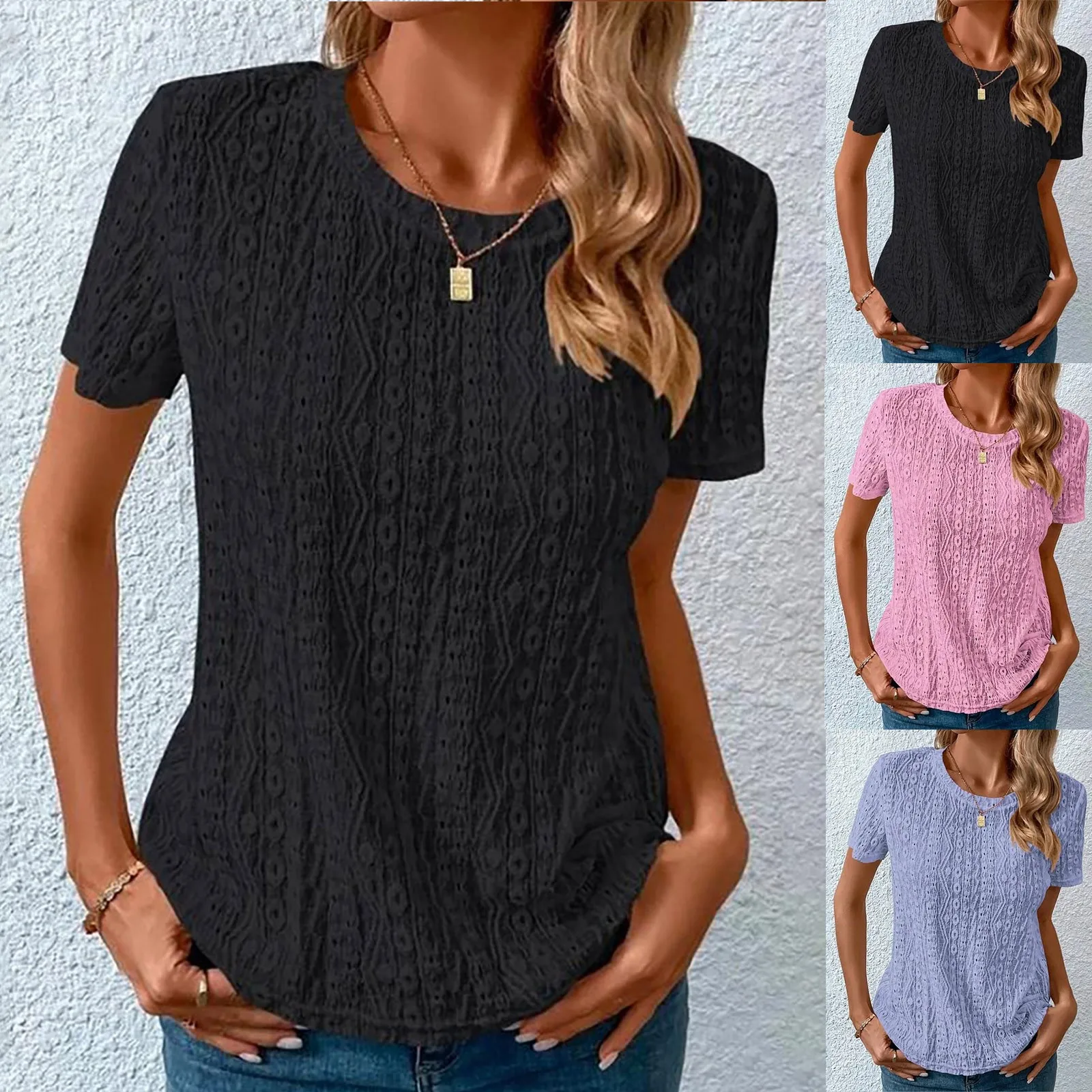 

Женская модная Повседневная Удобная Милая футболка с круглым вырезом и коротким рукавом, топ, повседневные женские топы