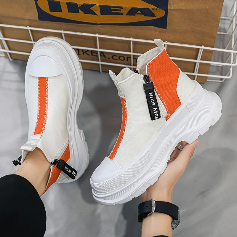 Ботинки с высоким берцем на толстой подошве мужская обувь весну и осень дышащие