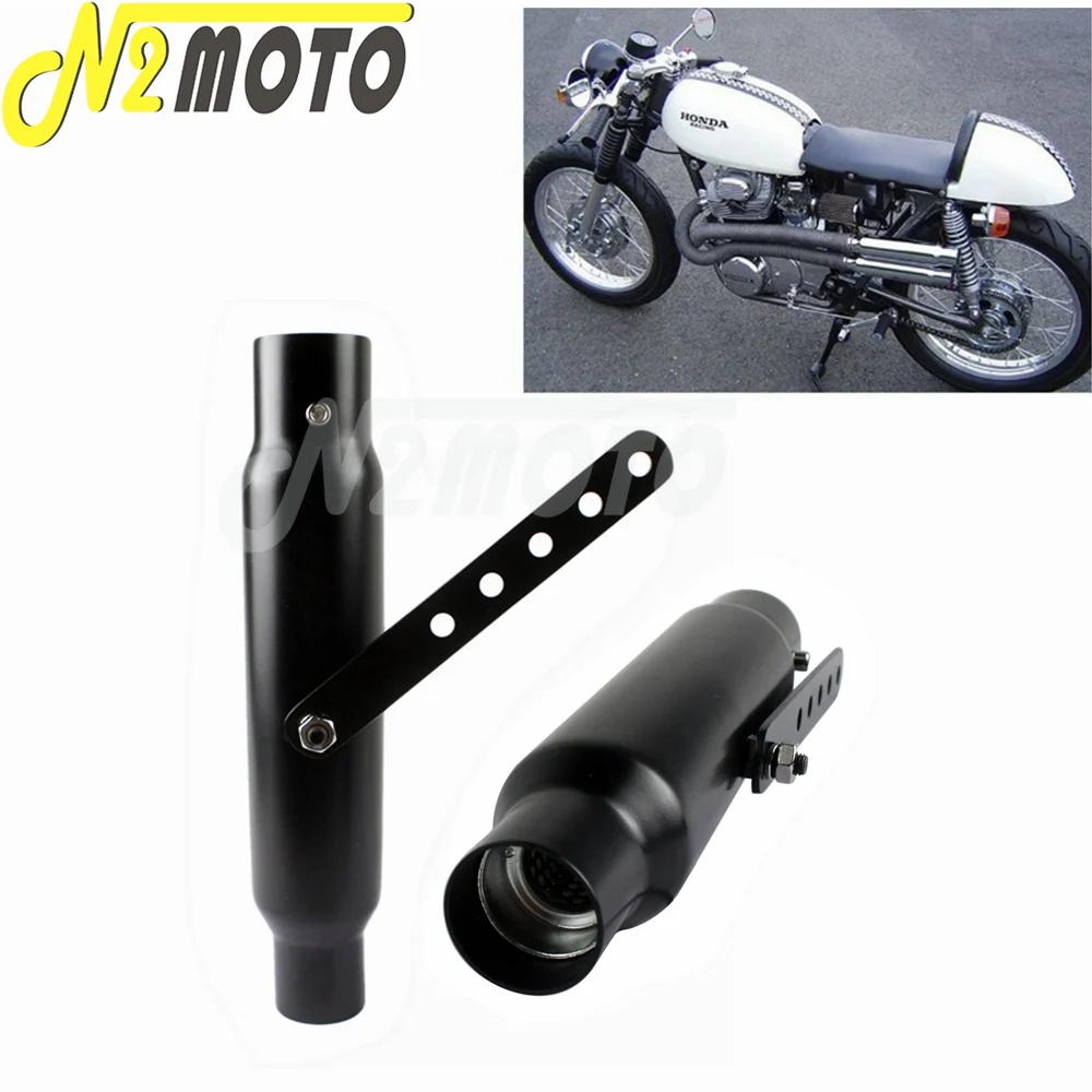 

1 Pair Motorcycle Exhaust Muffler 12" Universal For Harley Bobber Chopper Cafe Racer Black 1-1/2" Antiqued Silencer Pipe