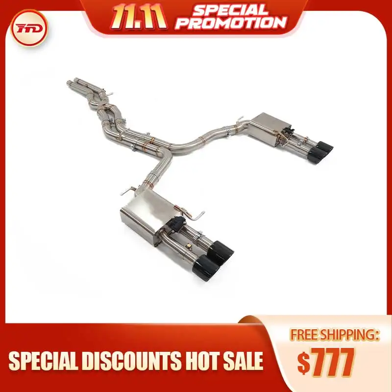 

for Audi A6 A7 C8 3.0T Stainless Steel Exhaust System Performance Catback Resonator Valve Muffler With RS Style Tips HMD