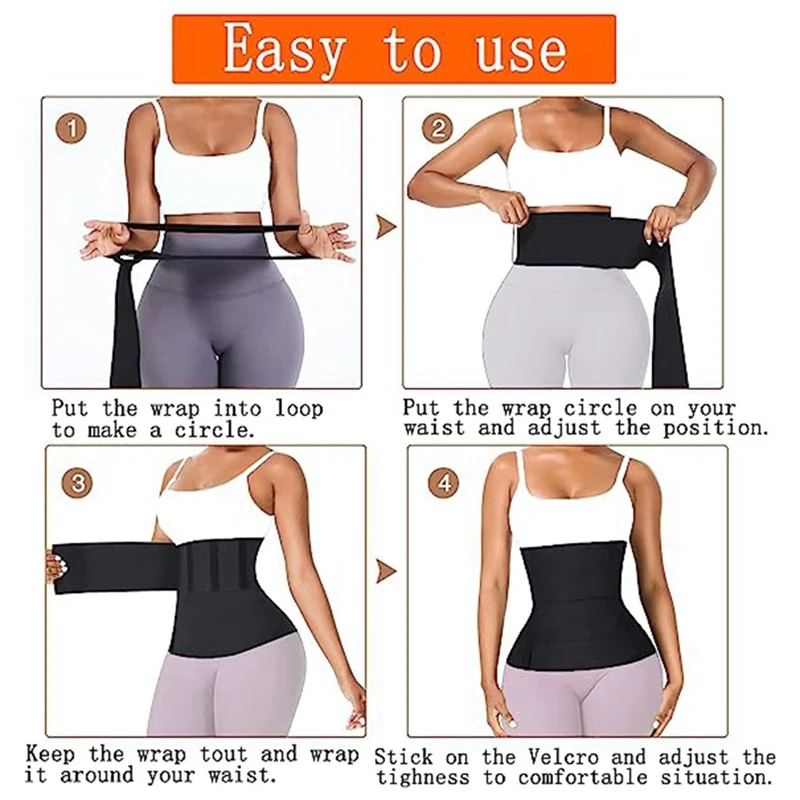 Black Waist Trainer For Women Lower Belly Fat,Upgraded Waist Wrap,Sweat Band Waist Trainer For Women Plus Size,Non-Slip