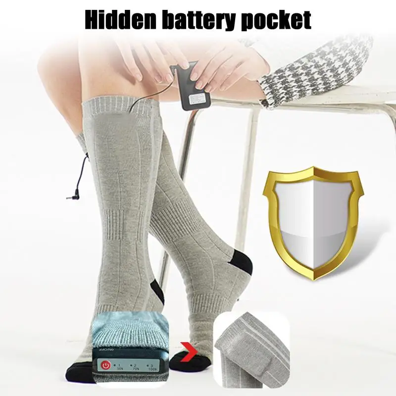 1Pair Men Women Battery USB Charging Thermal Leg Self Heating Socks Winter Cycling Electric Heated Socks Foot Warmer Socking