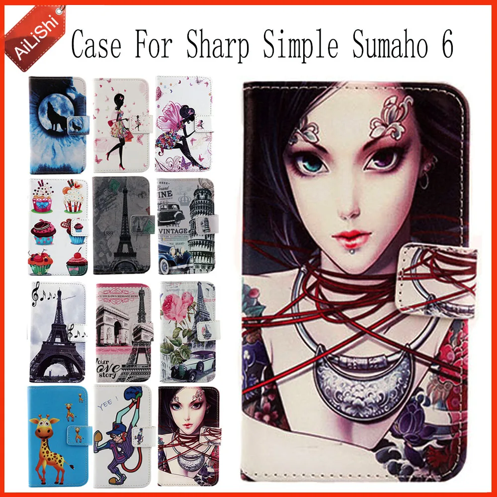 Фото AiLiShi чехол для Sharp Simple Sumaho 6 роскошный флип-чехол из искусственной кожи с рисунком