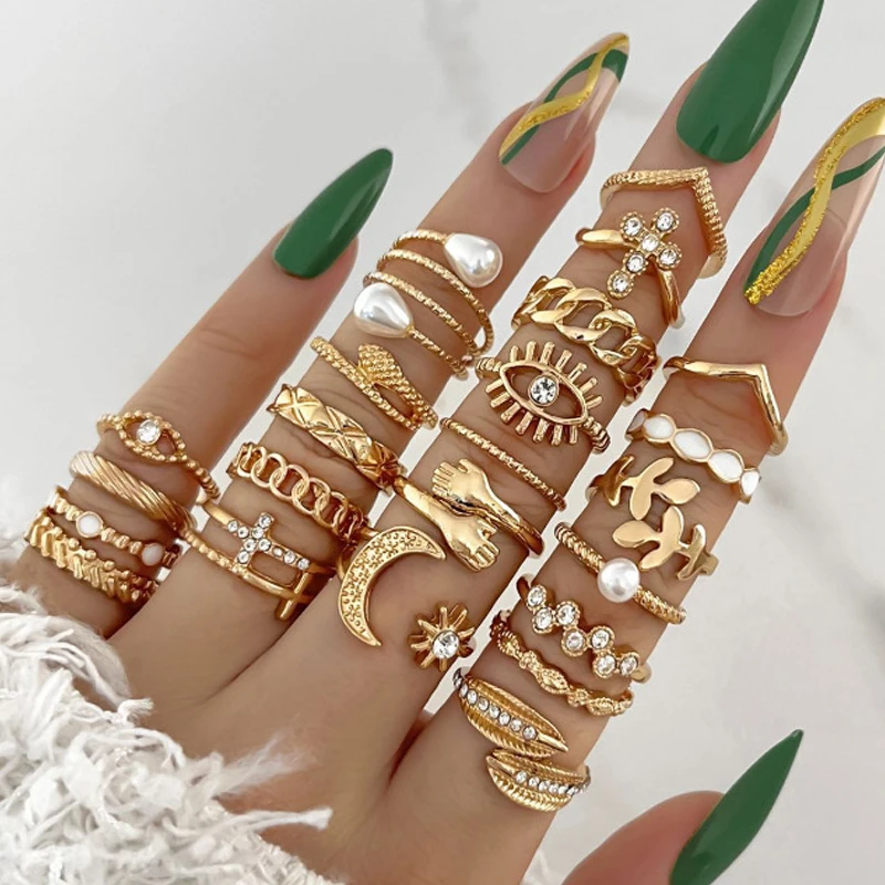 Модные женские украшения для рук 23 шт. женский комплект колец трендовый