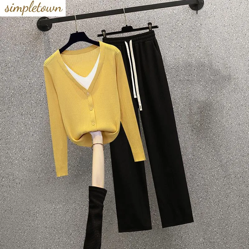 Женский комплект на весну и осень новый стиль облегающий трикотажный топ с