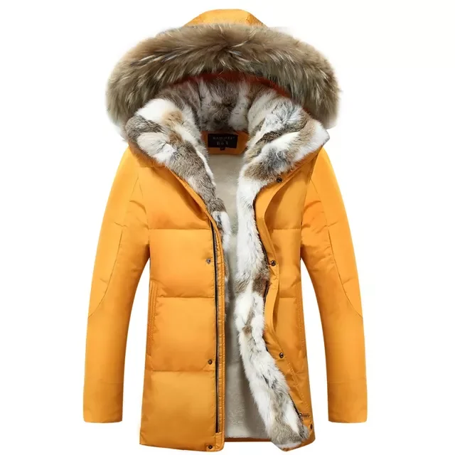jacket 4XL 5XL jacket men high quality Men's long  down coat Fashion big hair collar Thicker warmth Hooded leisure park