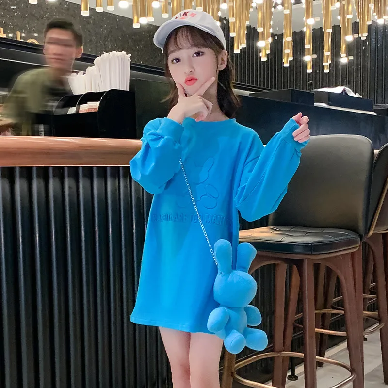 Платья-футболки для девочек летняя Новинка длинная футболка с коротким рукавом