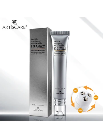Роликовый массажер для глаз ARTISCARE, 20 мл, для темных кругов, пептидов, средство для ухода за глазами