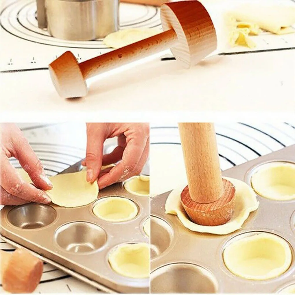 

Egg Tart Pusher Eggtart Mold Portable Wooden Egg Tart Tamper Double Sides Pastry Baking Cake Kitchen Tools