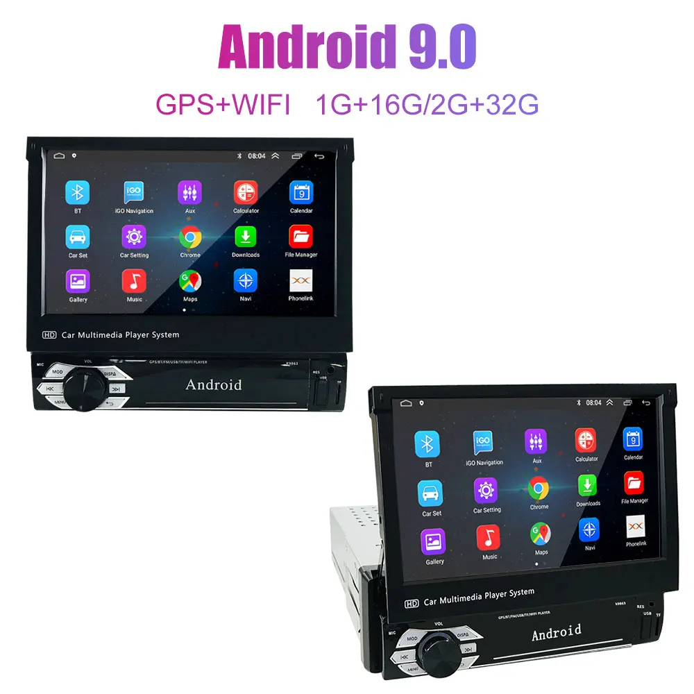 

Универсальный мультимедийный плеер 1 Din, Android 9,0, Bluetooth, FM, GPS, стереоприемник, сенсорный экран 7 дюймов, автомагнитола