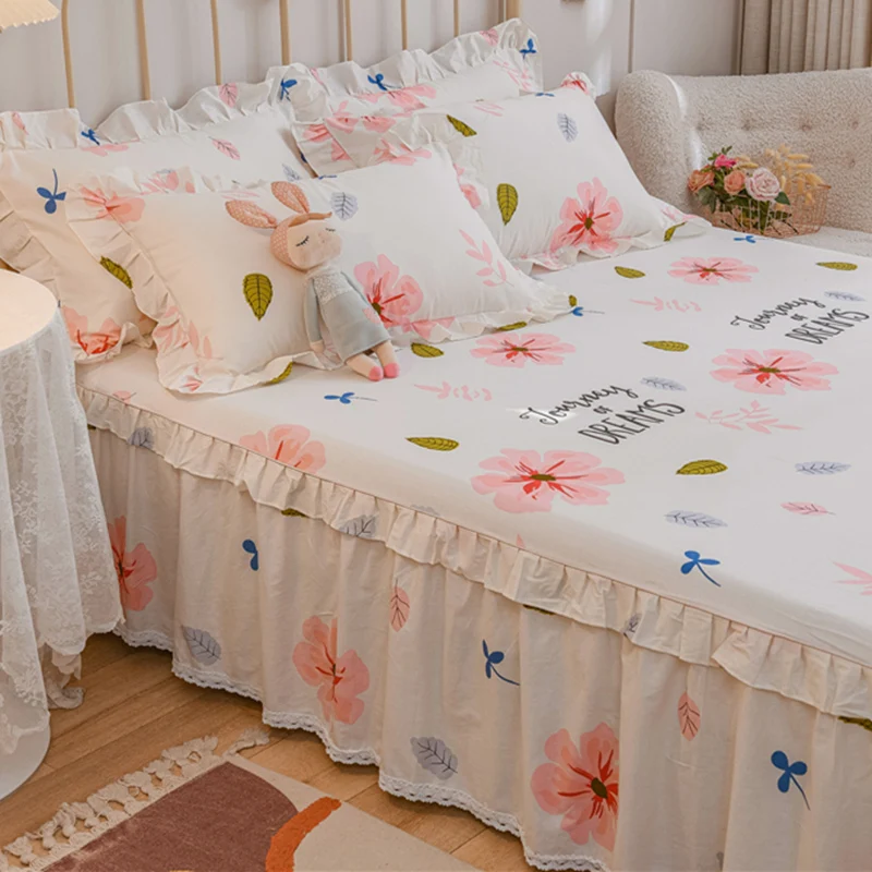 Pure Cotton Bed Skirt Bedspread New B Single Sheet Fitted Cover